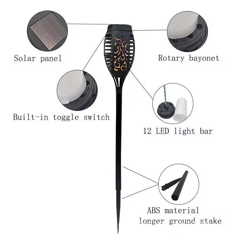 Lampa Solara tip Torta cu efect Flacara cu lumina realistica, lungime 61 cm