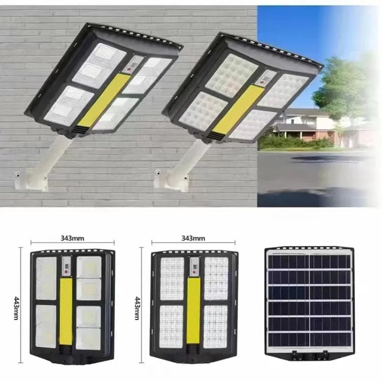 Lampa stradala, cu panou solar, putere 600W, cu brat suport pentru tija telescopica, impermeabil IP65, negru