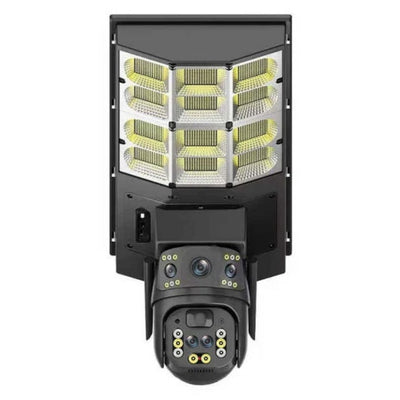 Lampa stradala solara cu camera de supraveghere tripla, conectivitate 4G, PTZ inteligent si interfon vocal bidirectional, negru