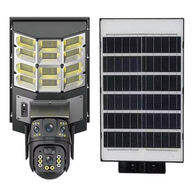Lampa stradala solara fara fir, impermeabila, cu sfera, supraveghere de inalta definitie, cu telecomanda, camera WiFi, inteligent si interfon vocal bidirectional, negru