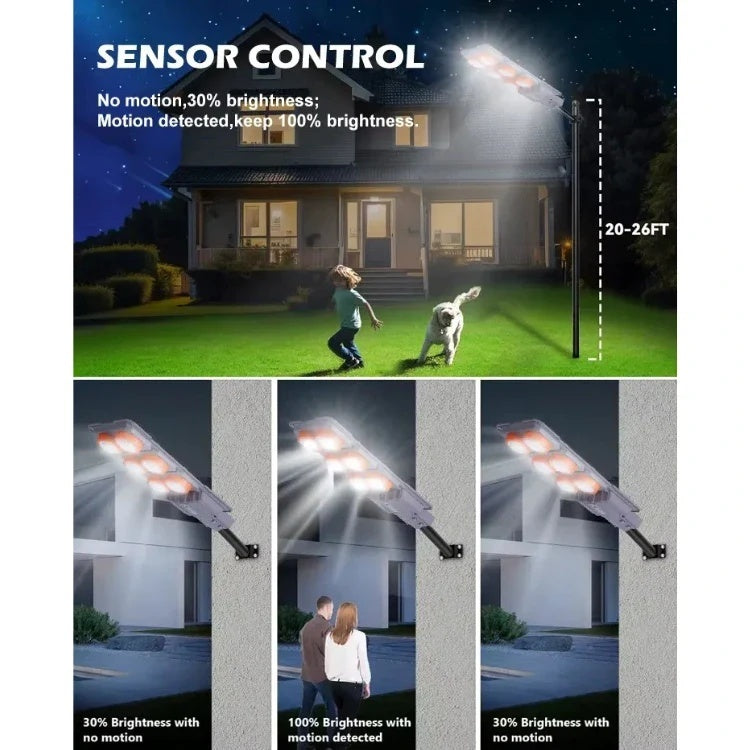 Lampă Stradală Solară LED Durabilă cu brai metalic, 600 W, Control Automat, IP65