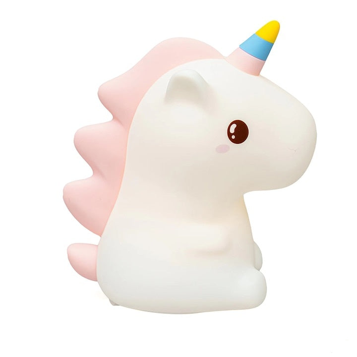 Lampa veghe pentru copii, unicorn, lumini RGB, control tactil, cu 16 culori, baterie incorporata, alb