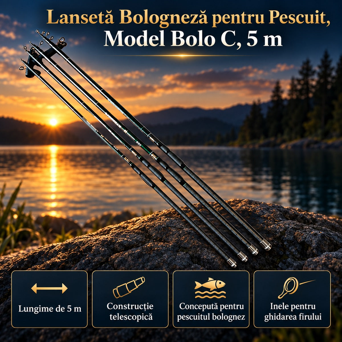 Lansetă Bologneză pentru Pescuit, Model Bolo C, 5 m – imagine principală promoțională