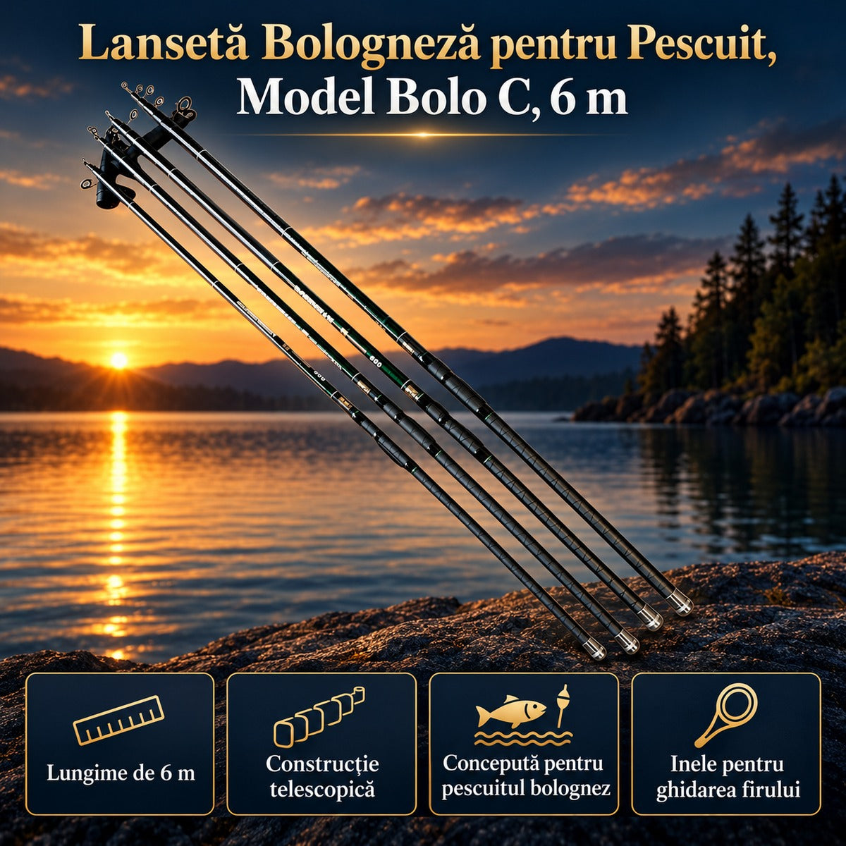 Lansetă Bologneză pentru Pescuit, Model Bolo C, 6 m – imagine principală promoțională