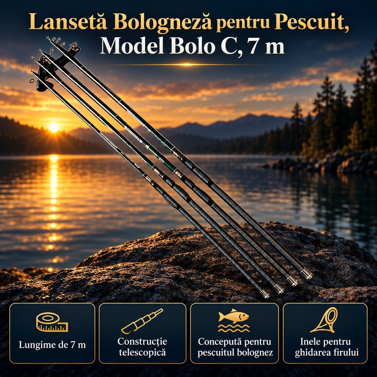 Lansetă Bologneză pentru Pescuit, Model Bolo C, 7 m – imagine principală promoțională