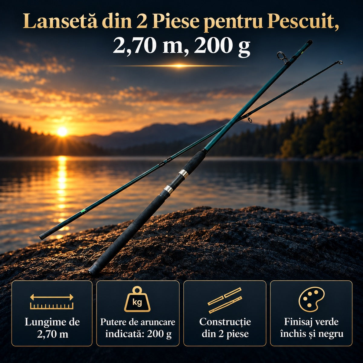 Lansetă din 2 Piese pentru Pescuit, 2,70 m, 200 g – imagine principală promoțională