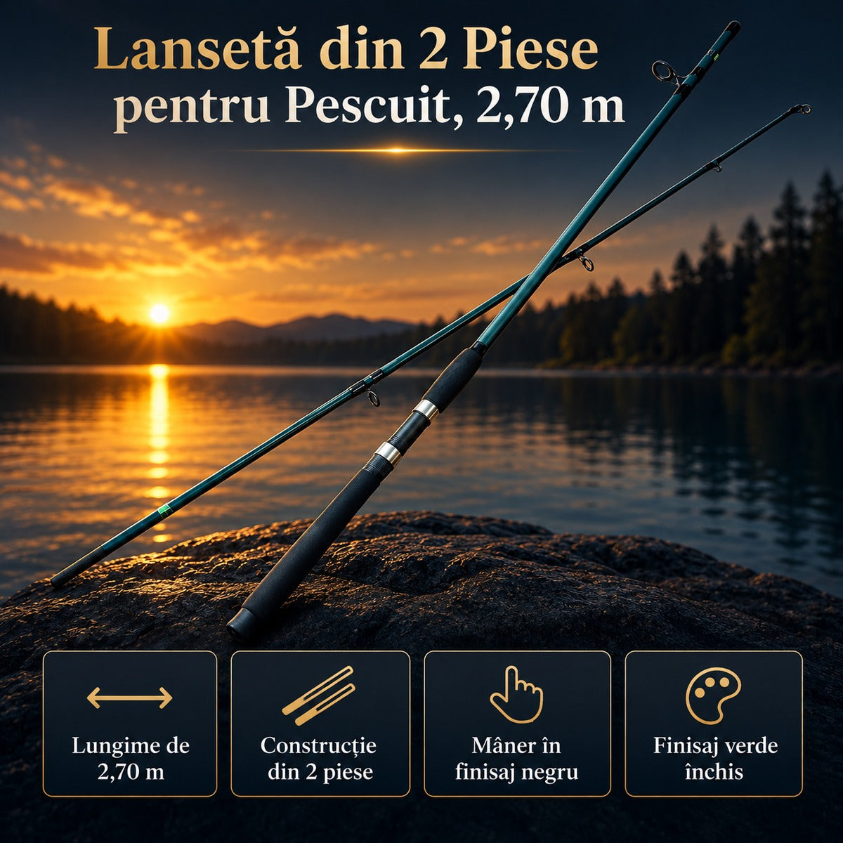 Lansetă din 2 Piese pentru Pescuit, 2,70 m – imagine principală promoțională