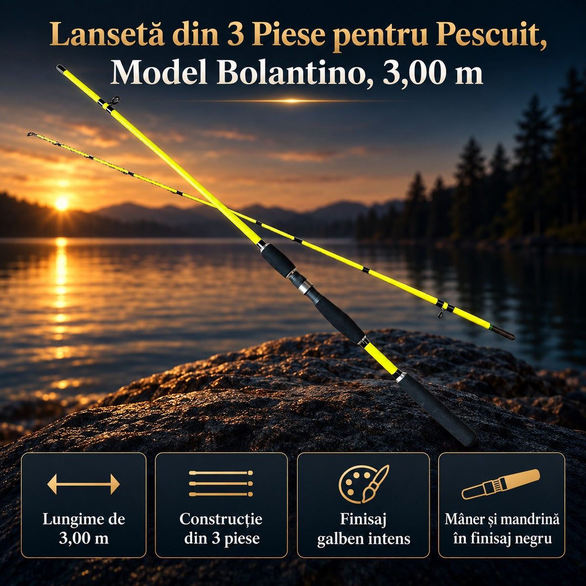 Lansetă din 3 Piese pentru Pescuit, Model Bolantino, 3,00 m – imagine principală promoțională