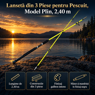 Lansetă din 3 Piese pentru Pescuit, Model Plin, 2,40 m – imagine principală promoțională