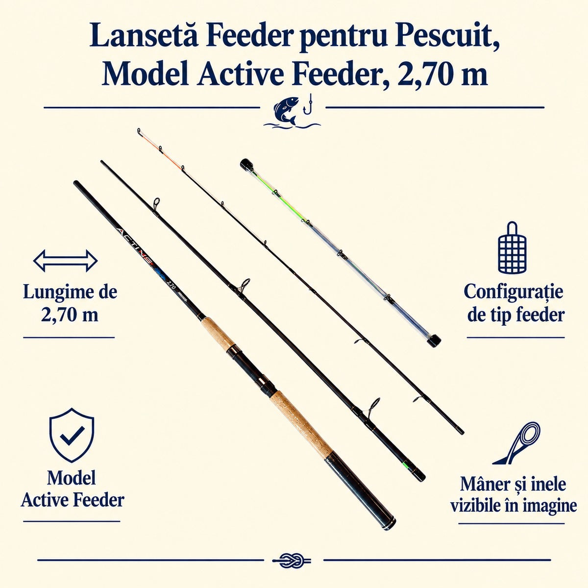 Lansetă Feeder pentru Pescuit, Model Active Feeder, 2,70 m – caracteristici și beneficii