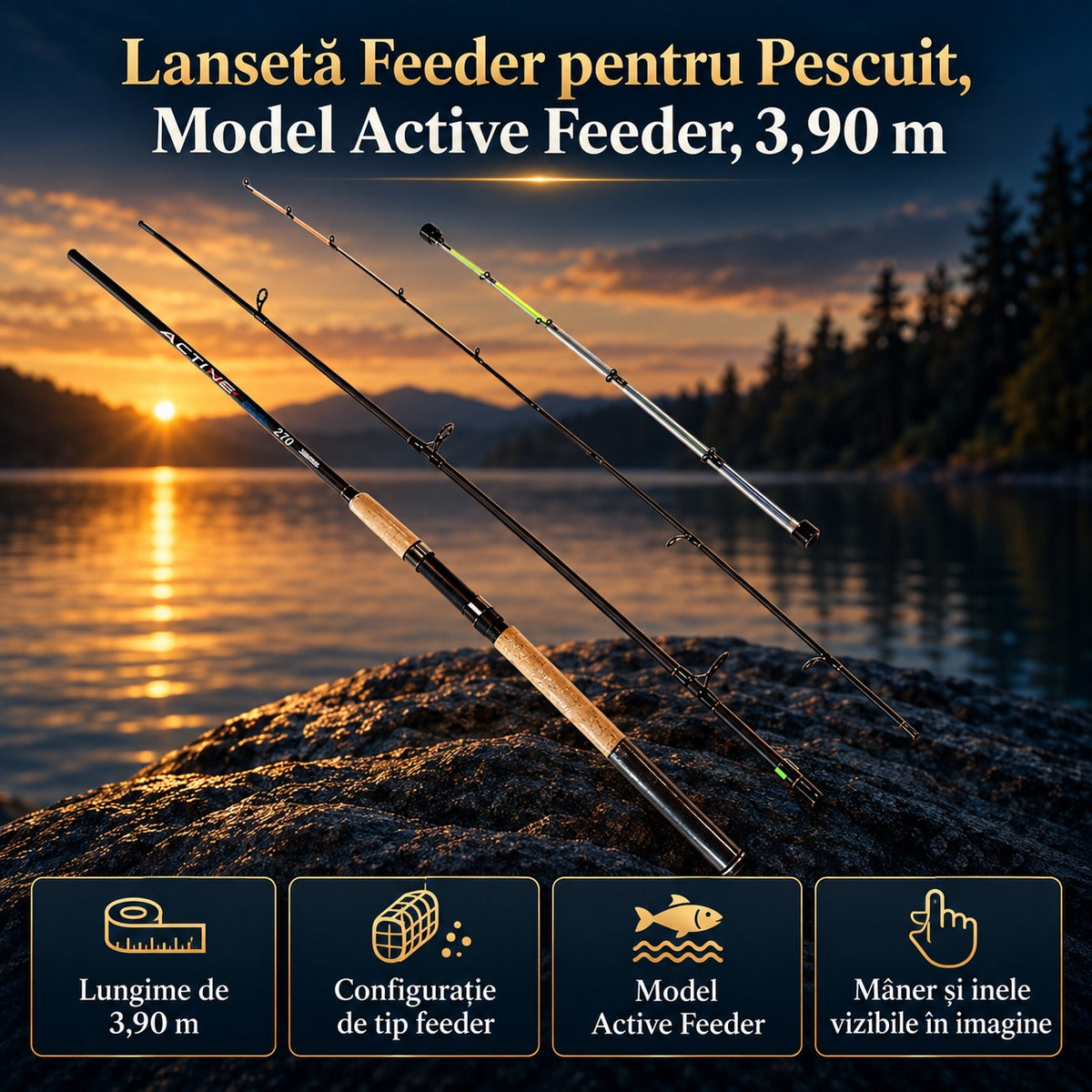 Lansetă Feeder pentru Pescuit, Model Active Feeder, 3,90 m – imagine principală promoțională