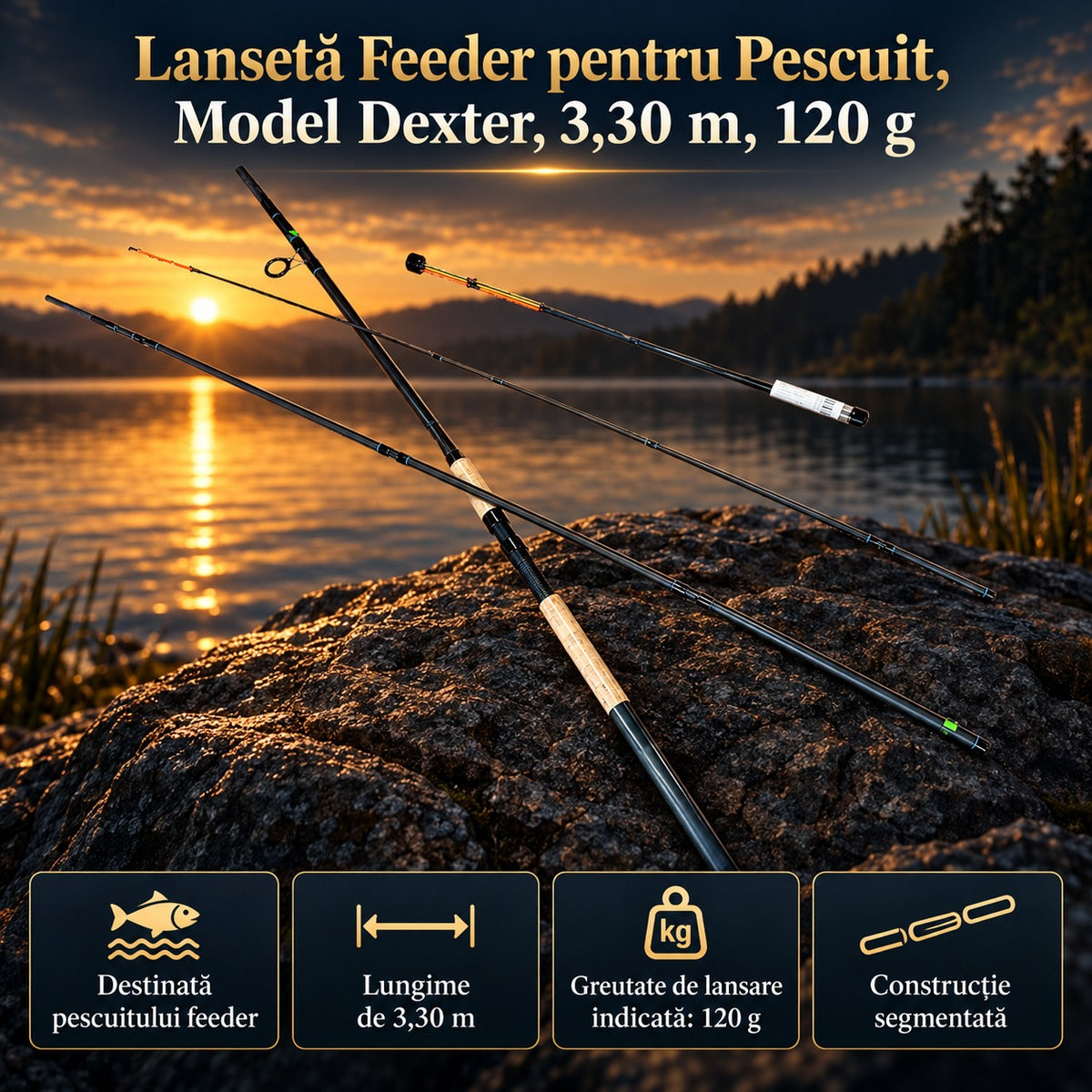 Lansetă Feeder pentru Pescuit, Model Dexter, 3,30 m, 120 g – imagine principală promoțională