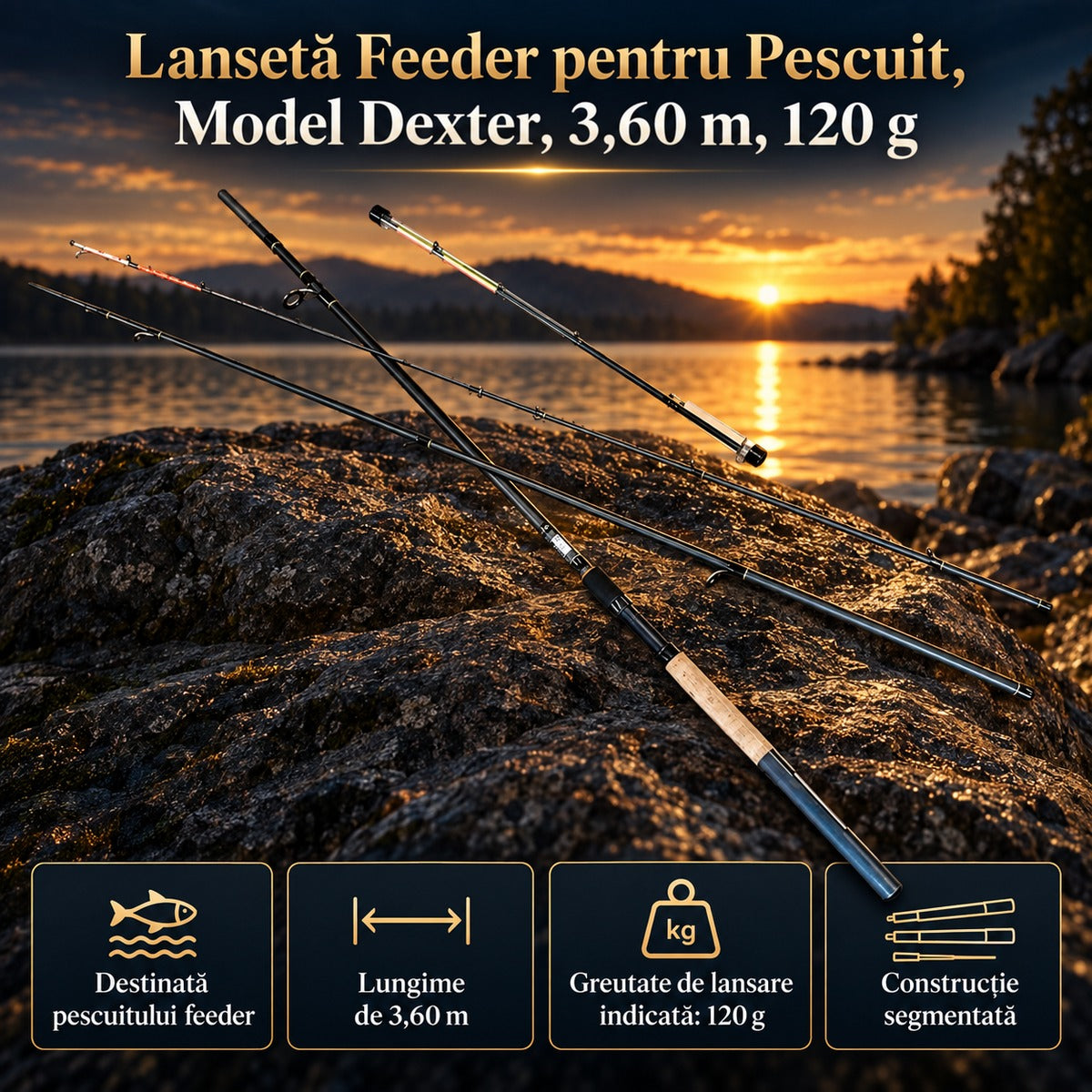 Lansetă Feeder pentru Pescuit, Model Dexter, 3,60 m, 120 g – imagine principală promoțională