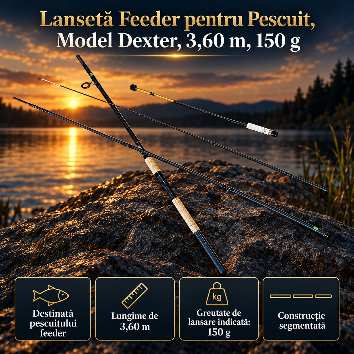 Lansetă Feeder pentru Pescuit, Model Dexter, 3,60 m, 150 g – imagine principală promoțională