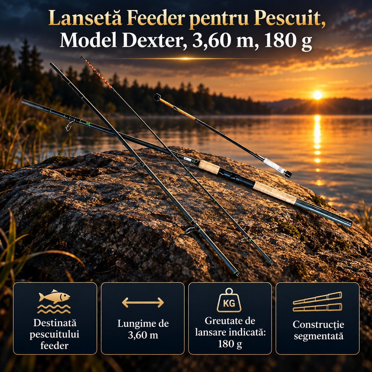 Lansetă Feeder pentru Pescuit, Model Dexter, 3,60 m, 180 g – imagine principală promoțională