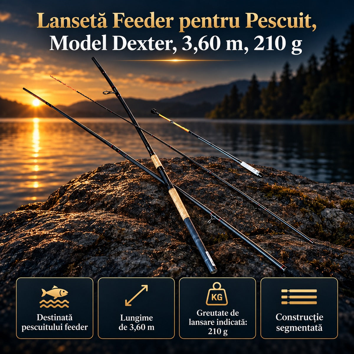 Lansetă Feeder pentru Pescuit, Model Dexter, 3,60 m, 210 g – imagine principală promoțională