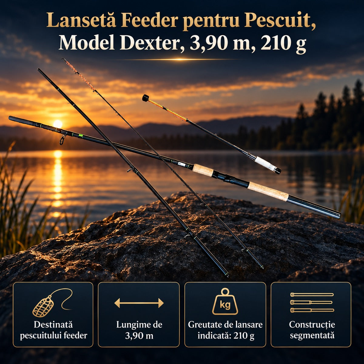 Lansetă Feeder pentru Pescuit, Model Dexter, 3,90 m, 210 g – imagine principală promoțională