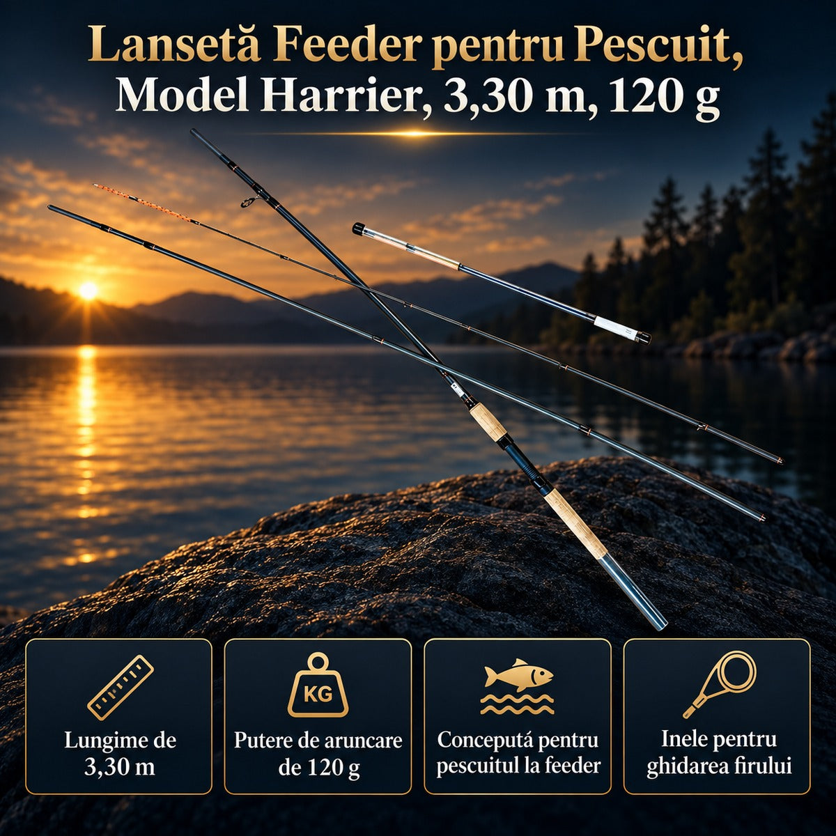 Lansetă Feeder pentru Pescuit, Model Harrier, 3,30 m, 120 g – imagine principală promoțională