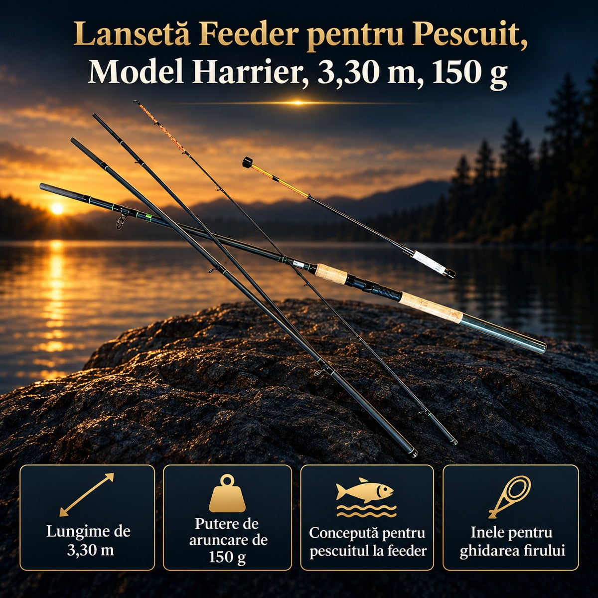 Lansetă Feeder pentru Pescuit, Model Harrier, 3,30 m, 150 g – imagine principală promoțională