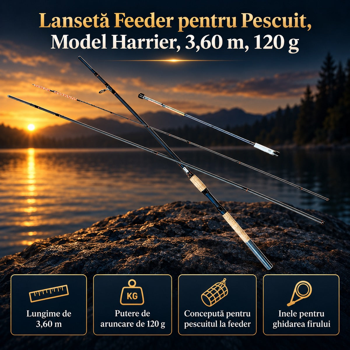 Lansetă Feeder pentru Pescuit, Model Harrier, 3,60 m, 120 g – imagine principală promoțională