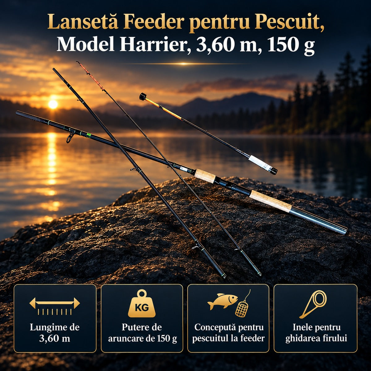 Lansetă Feeder pentru Pescuit, Model Harrier, 3,60 m, 150 g – imagine principală promoțională