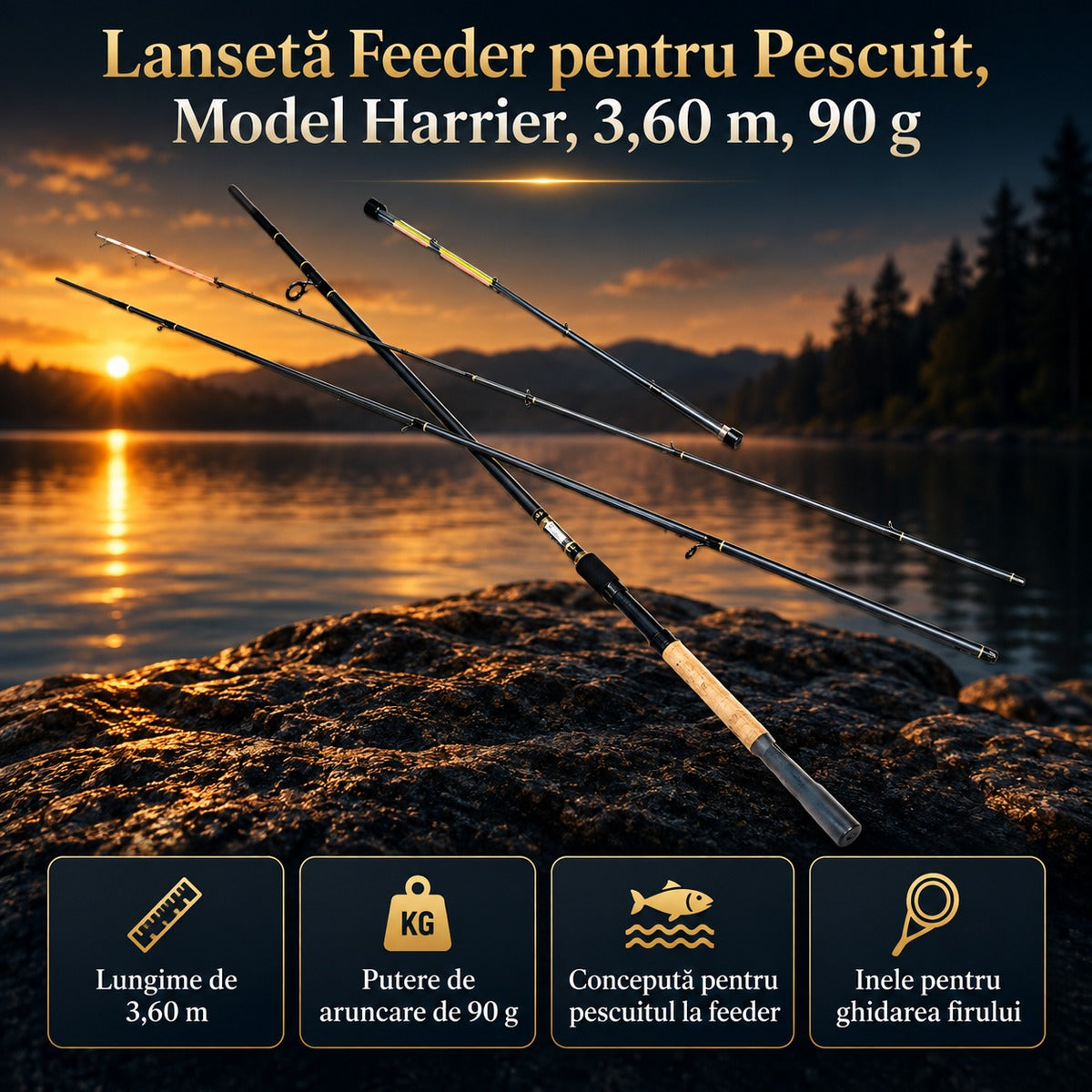 Lansetă Feeder pentru Pescuit, Model Harrier, 3,60 m, 90 g – imagine principală promoțională