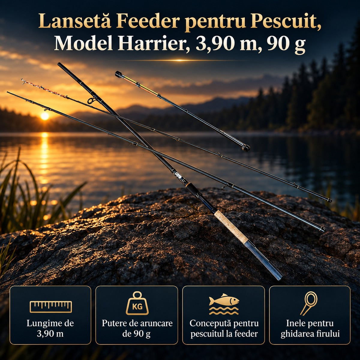 Lansetă Feeder pentru Pescuit, Model Harrier, 3,90 m, 90 g – imagine principală promoțională