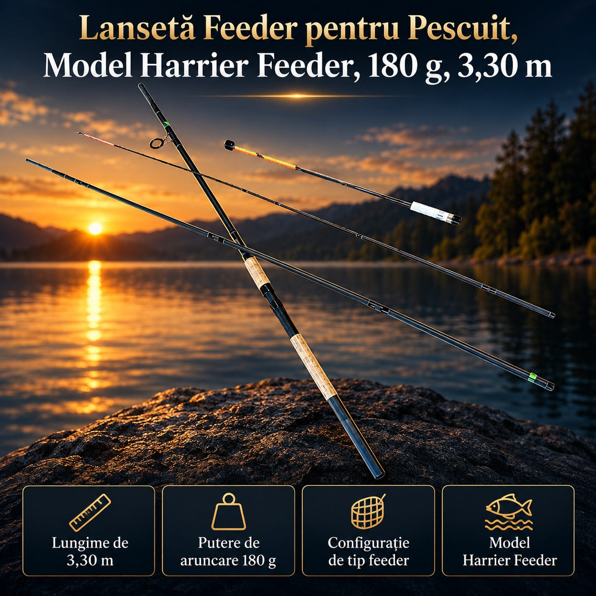 Lansetă Feeder pentru Pescuit, Model Harrier Feeder, 180 g, 3,30 m – imagine principală promoțională