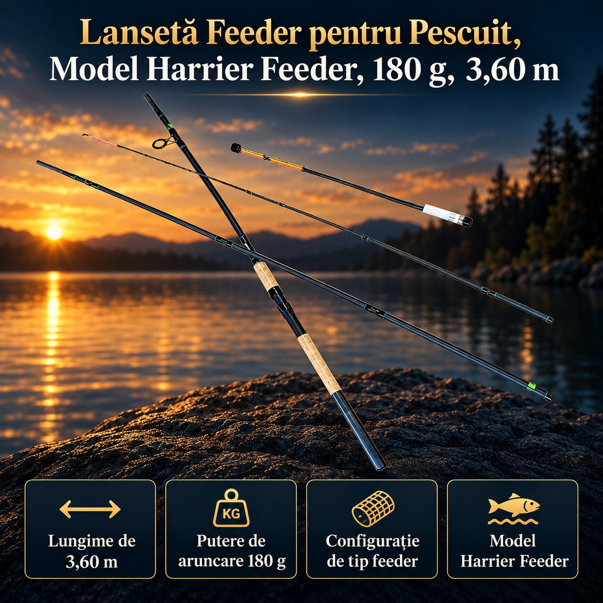 Lansetă Feeder pentru Pescuit, Model Harrier Feeder, 180 g, 3,60 m – imagine principală promoțională
