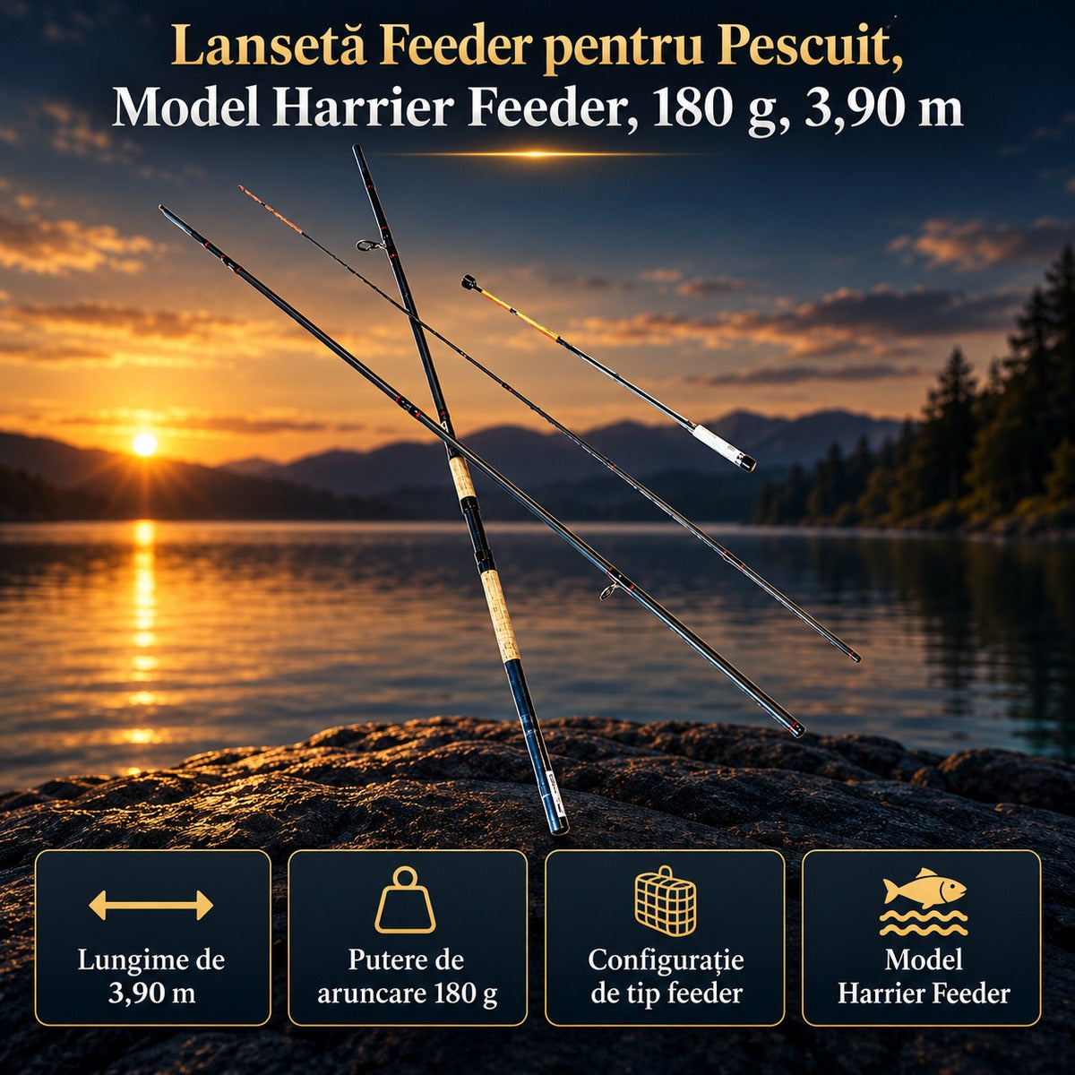 Lansetă Feeder pentru Pescuit, Model Harrier Feeder, 180 g, 3,90 m – imagine principală promoțională