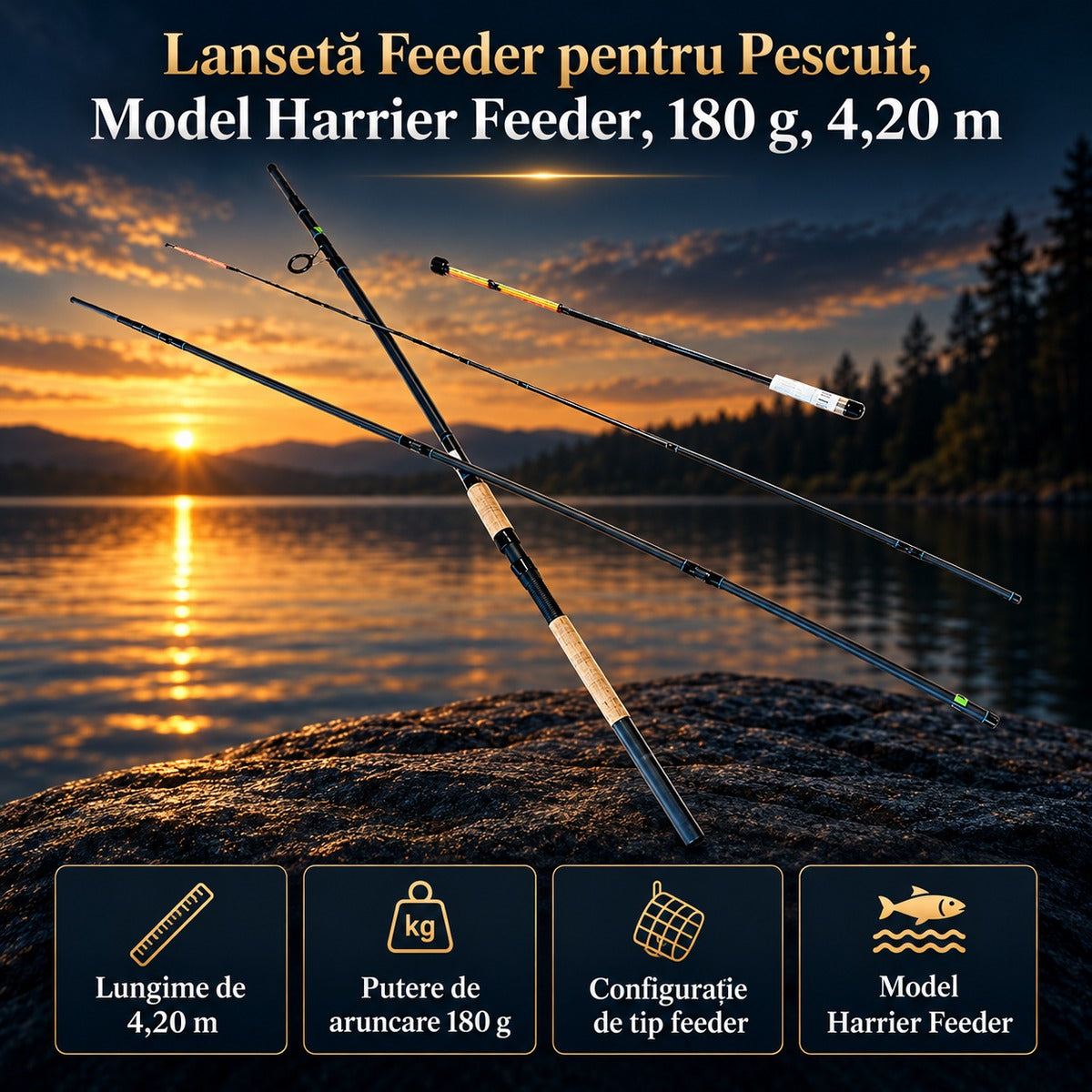 Lansetă Feeder pentru Pescuit, Model Harrier Feeder, 180 g, 4,20 m – imagine principală promoțională