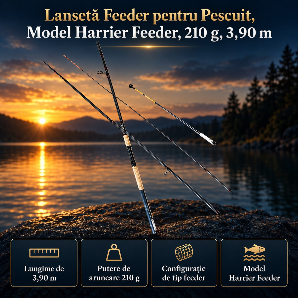 Lansetă Feeder pentru Pescuit, Model Harrier Feeder, 210 g, 3,90 m – imagine principală promoțională