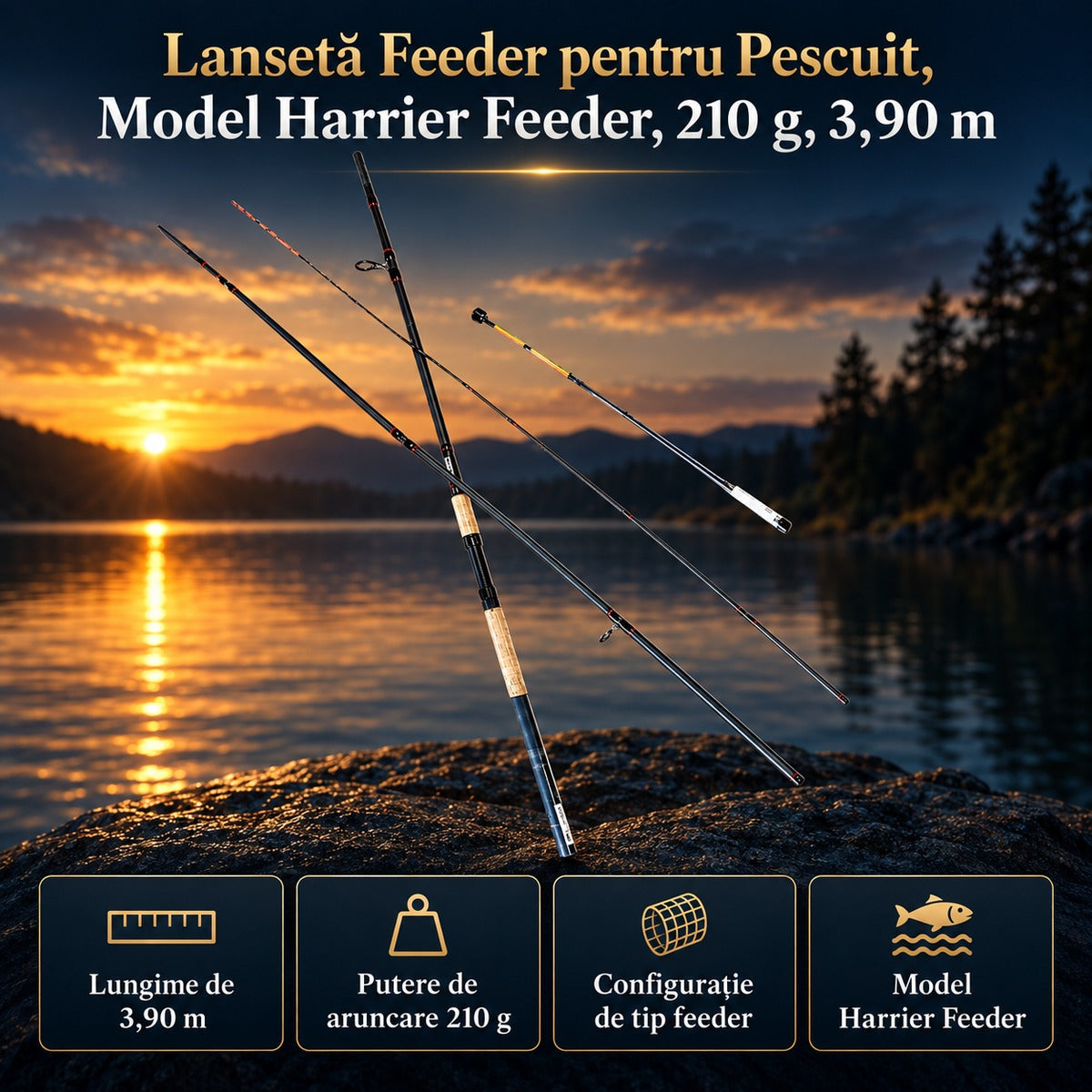 Lansetă Feeder pentru Pescuit, Model Harrier Feeder, 210 g, 3,90 m – imagine principală promoțională