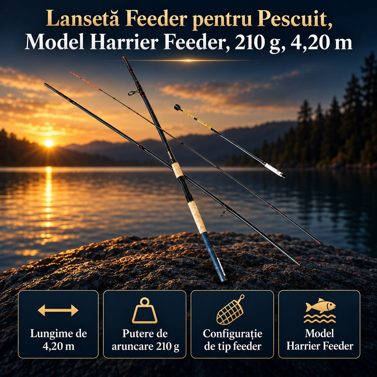 Lansetă Feeder pentru Pescuit, Model Harrier Feeder, 210 g, 4,20 m – imagine principală promoțională