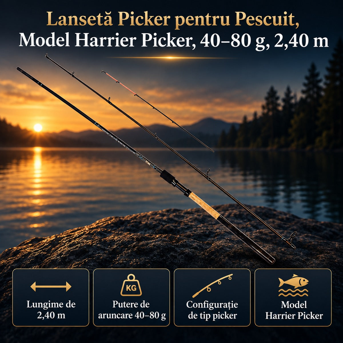 Lansetă Picker pentru Pescuit, Model Harrier Picker, 40–80 g, 2,40 m – imagine principală promoțională