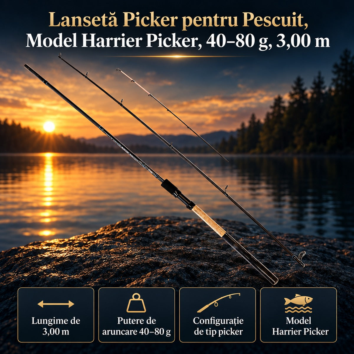 Lansetă Picker pentru Pescuit, Model Harrier Picker, 40–80 g, 3,00 m – imagine principală promoțională