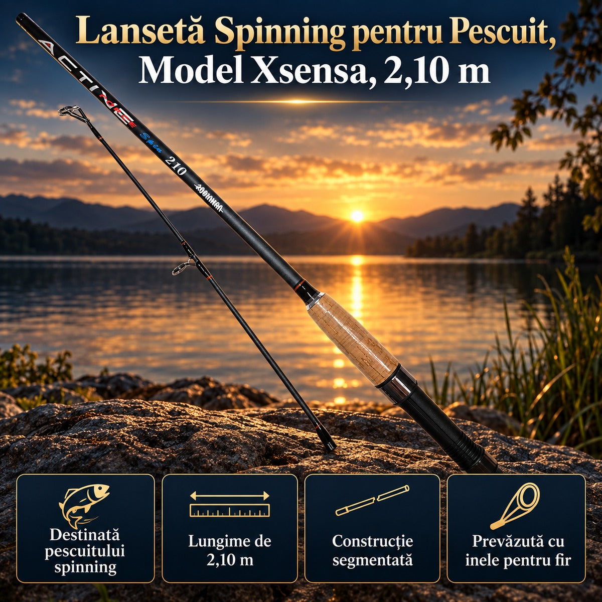 Lansetă Spinning pentru Pescuit, Model Xsensa, 2,10 m – imagine principală promoțională
