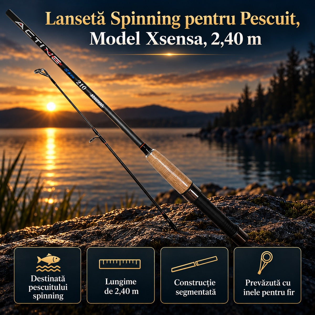 Lansetă Spinning pentru Pescuit, Model Xsensa, 2,40 m – imagine principală promoțională