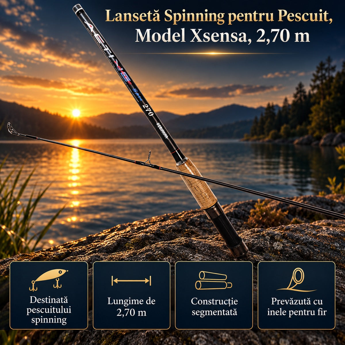 Lansetă Spinning pentru Pescuit, Model Xsensa, 2,70 m – imagine principală promoțională