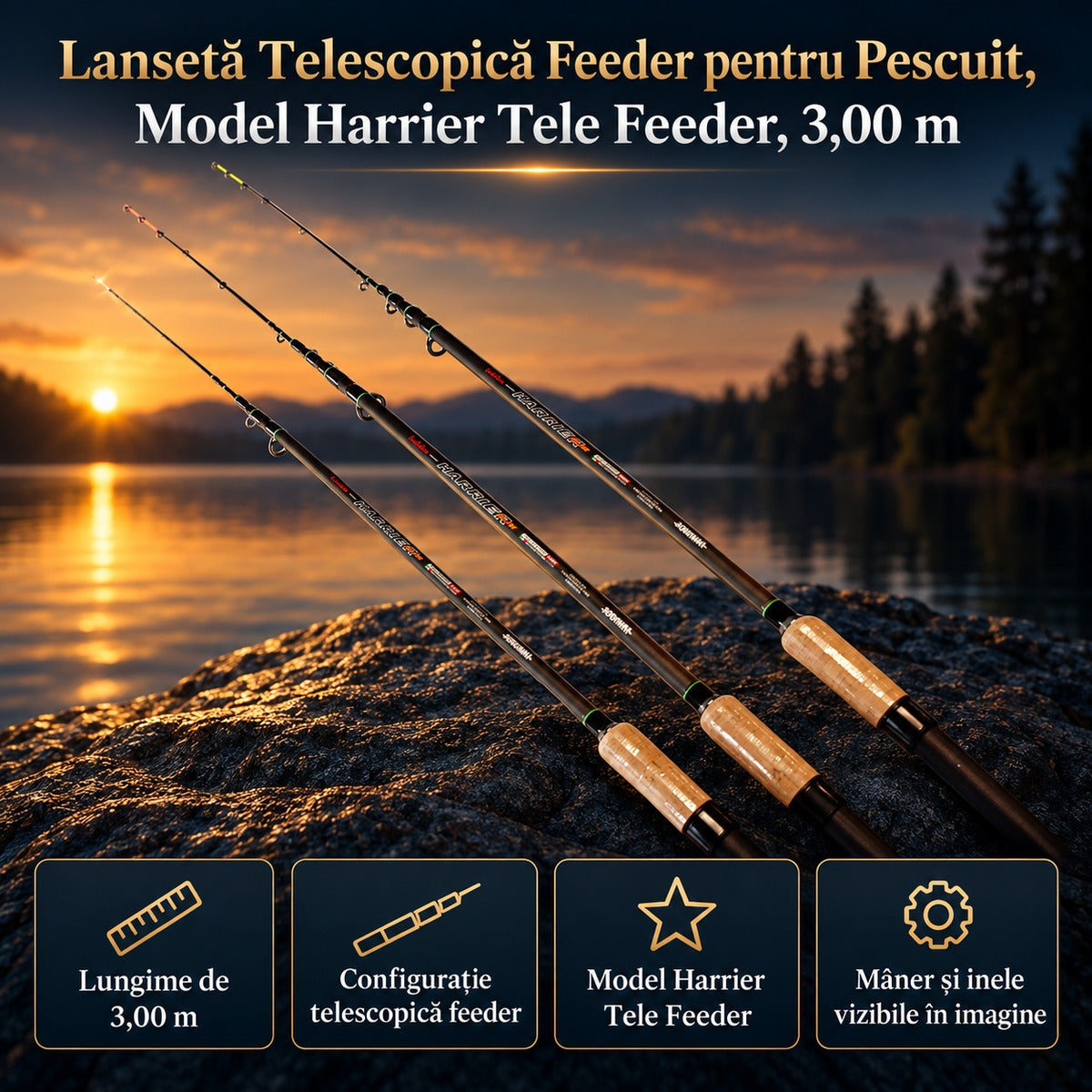 Lansetă Telescopică Feeder pentru Pescuit, Model Harrier Tele Feeder, 3,00 m