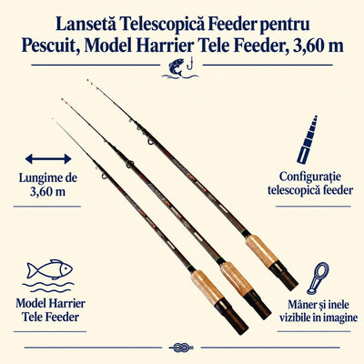 Lansetă Telescopică Feeder pentru Pescuit, Model Harrier Tele Feeder, 3,60 m – caracteristici și beneficii