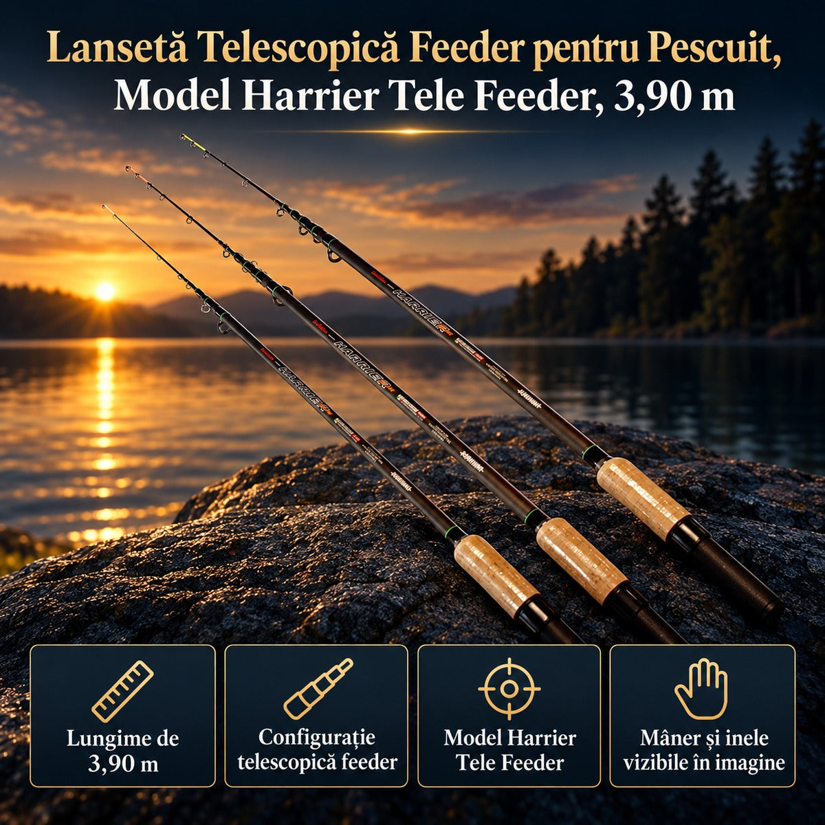 Lansetă Telescopică Feeder pentru Pescuit, Model Harrier Tele Feeder, 3,90 m – imagine principală promoțională