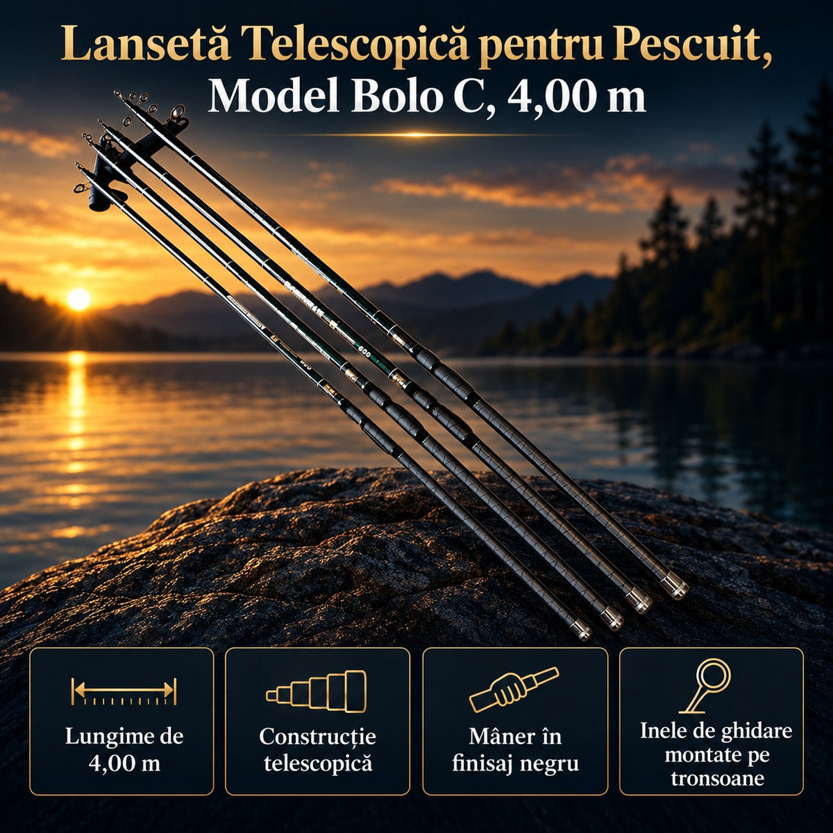 Lansetă Telescopică pentru Pescuit, Model Bolo C, 4,00 m – imagine principală promoțională