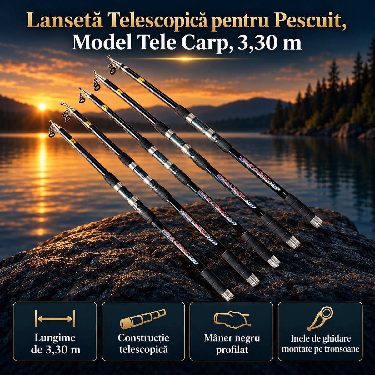 Lansetă Telescopică pentru Pescuit, Model Tele Carp, 3,30 m – imagine principală promoțională
