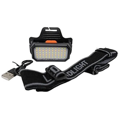 Lanterna de cap, cu 6 moduri de iluminare, incarcare USB, cu 50 de LEDuri, din plastic, negru