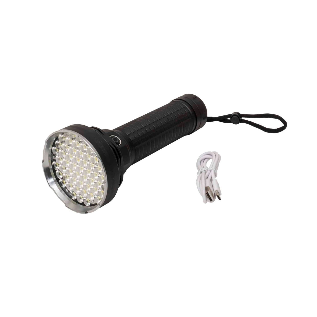 Lanterna de mana LED cu 5 moduri de intensitate si incarcare USB, 22 cm