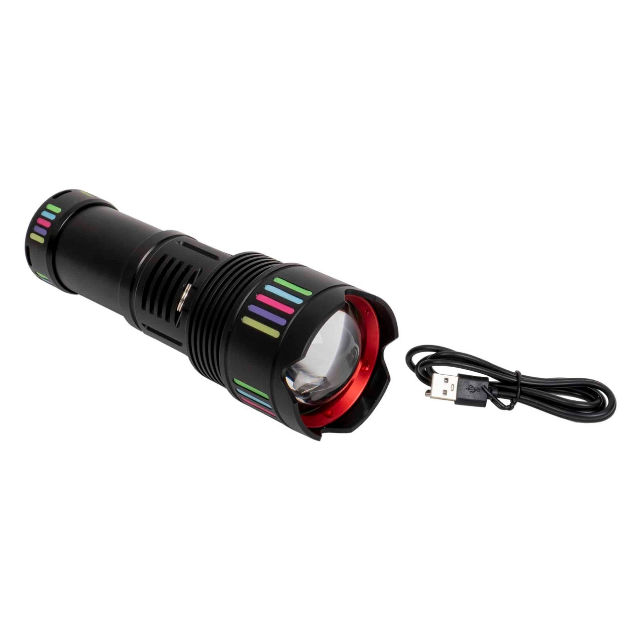 Lanterna de mana LED cu 5 moduri de lumina si incarcare USB, 21.5 cm