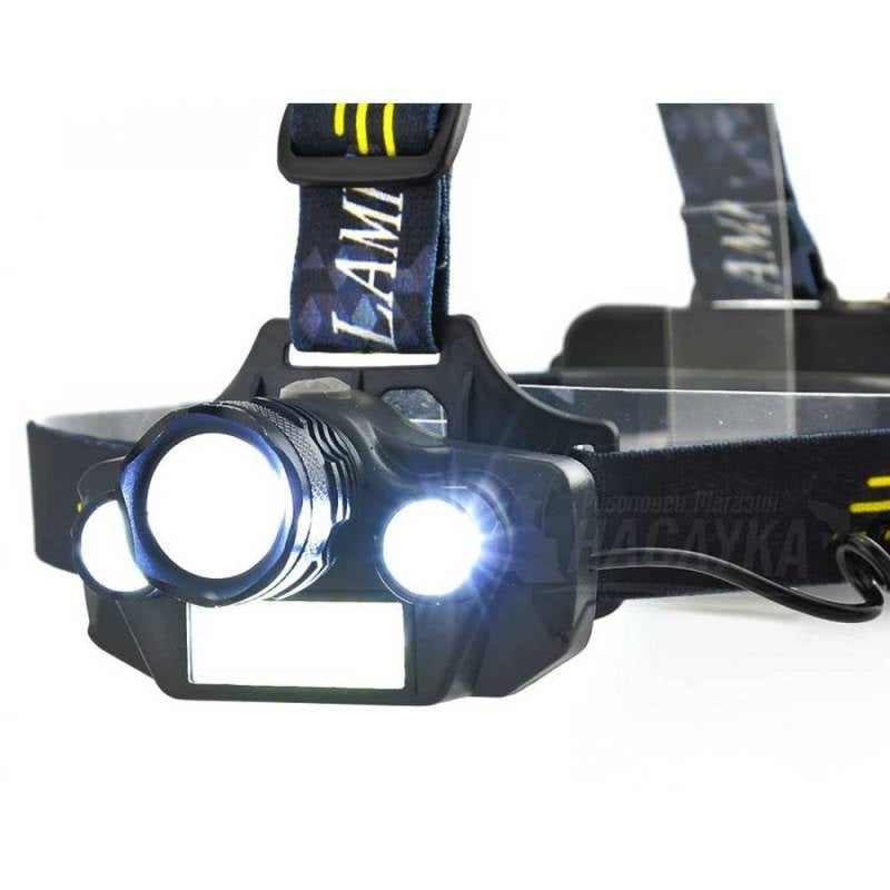 Lanterna frontala pentru cap cu 4 surse luminoase si zoom, FOXMAG24