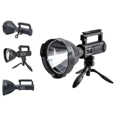 Lanterna LED cu trepied, cu 4 faze de iluminare, functie powerbank, 3000 lumeni, acumulator Li-Ion, negru
