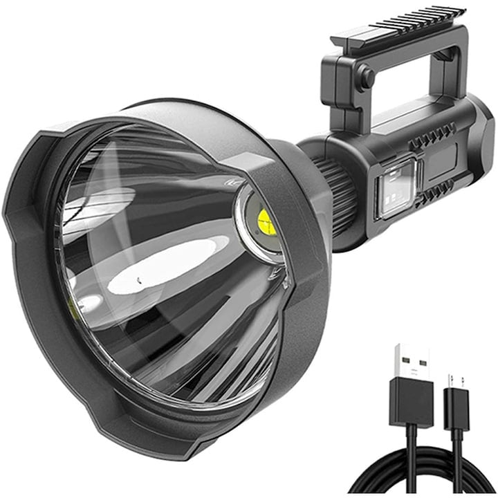 Lanterna LED cu trepied, cu 4 faze de iluminare, functie powerbank, 3000 lumeni, acumulator Li-Ion, negru